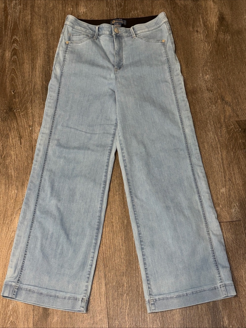 DEMOCRACY "Ab" Solution Skyrise Jeans Size 14 Light Wash Denim Slimming Shaping
